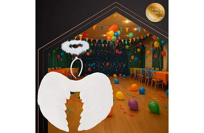 Biele anjelské krídla 2 kusy – 45 x 25 cm + svätozár