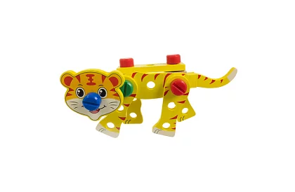 Drevená bedňa s náradím a zvieratkami - skrutkovacie prvky