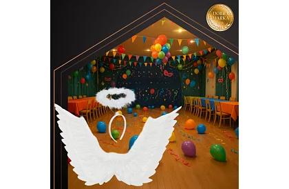 Biele anjelské krídla 2 kusy – 70 x 45 cm + svätozár