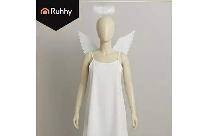 Biele anjelské krídla 2 kusy – 70 x 45 cm + svätozár