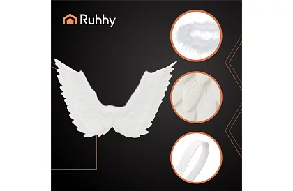 Biele anjelské krídla 2 kusy – 70 x 45 cm + svätozár