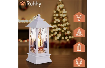 LED vianočná lucerna na batérie – biela