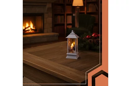 LED vianočná lucerna na batérie – biela