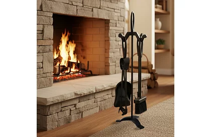 Náradie k krbu – sada 5 v 1 v štýle retro
