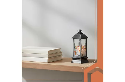 LED vianočná lucerna na batérie – čierna