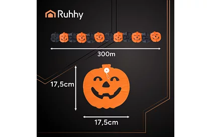 Halloweenská girlanda – tekvice, 3 metre