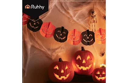 Halloweenská girlanda – tekvice, 3 metre