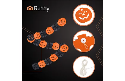 Halloweenská girlanda – tekvice, 3 metre