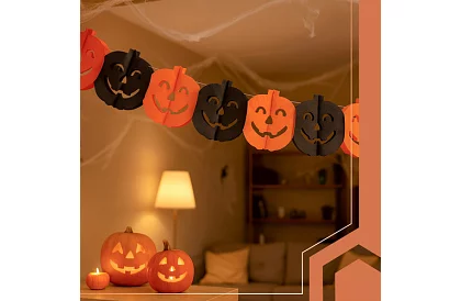 Halloweenská girlanda – tekvice, 3 metre