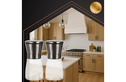 Ručné sklenené mlynčeky na korenie – sada 2 kusy