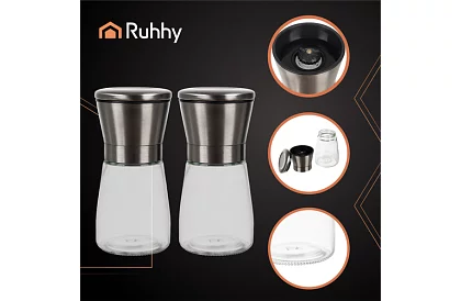 Ručné sklenené mlynčeky na korenie – sada 2 kusy