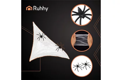 Umelá halloweenska pavučina + 2 pavúky