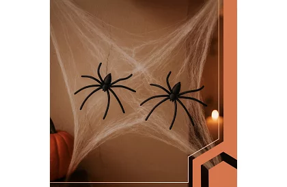 Umelá halloweenska pavučina + 2 pavúky