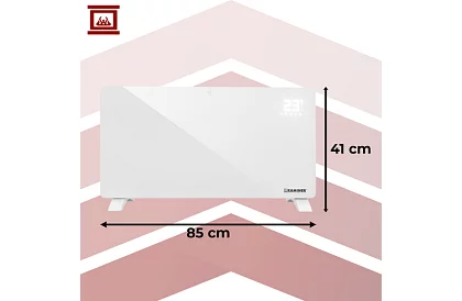 Elektrický sklenený radiátor Zelva 2500W, Wifi, biely + diaľkové ovládanie