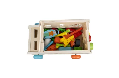 Drevené autíčko – Montessori triedič tvarov