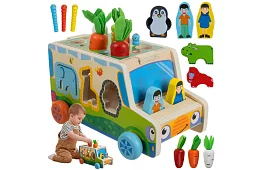 Drevené autíčko – Montessori triedič tvarov