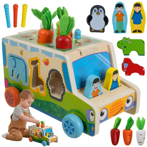 Drevené autíčko – Montessori triedič tvarov