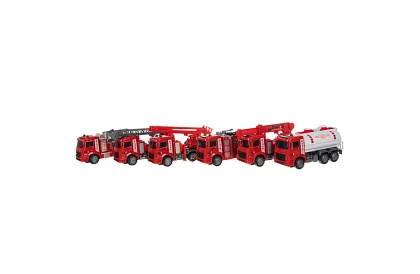 Sada hasičských áut s pohyblivými časťami – 6 kusov