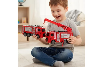 Sada hasičských áut s pohyblivými časťami – 6 kusov