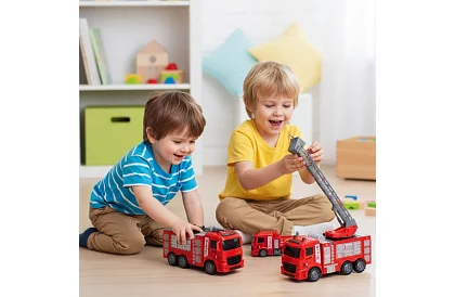 Sada hasičských áut s pohyblivými časťami – 6 kusov