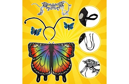 Detský kostým – veľký motýľ s príslušenstvom