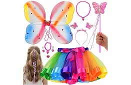 Detský kostým – dúhový motýľ s príslušenstvom