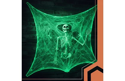 Halloweenská svietiaca pavučina s 20 pavúkmi