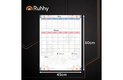Magnetický plánovač na chladničku RUHHY – diár 60 x 45 cm + fix