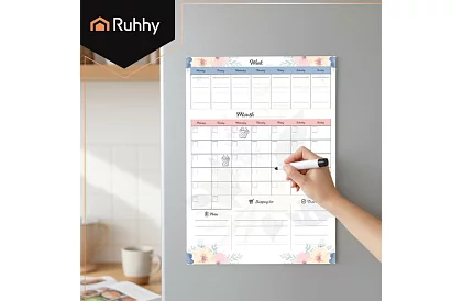 Magnetický plánovač na chladničku RUHHY – diár 60 x 45 cm + fix