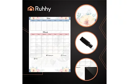 Magnetický plánovač na chladničku RUHHY – diár 60 x 45 cm + fix