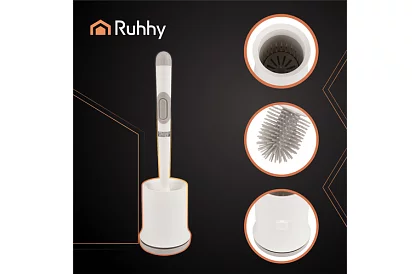 Silikónový kartáč na toaletu – WC štetka, biela