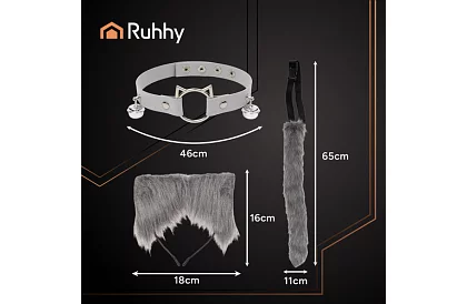 Kostým mačky 3 v 1 - šedý