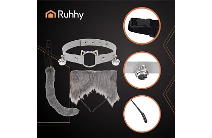 Kostým mačky 3 v 1 - šedý