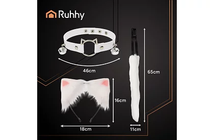 Kostým mačky 3 v 1 - biely