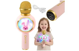 Bluetooth bezdrôtový karaoke mikrofón – ružový