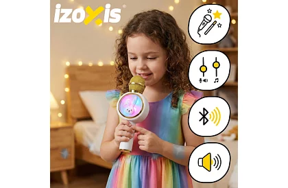 Bluetooth bezdrôtový karaoke mikrofón – biely