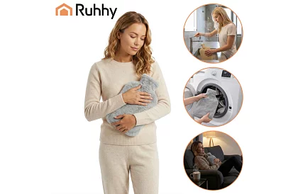 Termofor s plyšovým obalom – gumový ohrievač vody 1,8 l