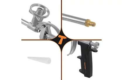Montážna kovová pištoľ na penu s nastaviteľným prietokom