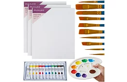 Malířska súprava na maľovanie - plátna, farby, štetce, paleta