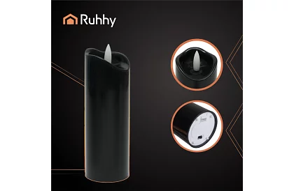 LED čierne sviečky s efektom plameňa 15 x 5 cm – sada 12 kusov