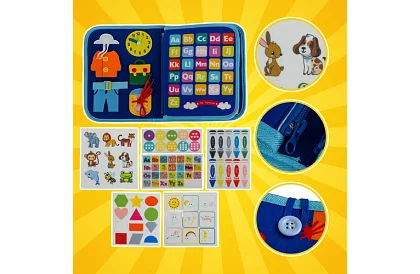 Vzdelávacia senzorická kniha Montessori - modrá