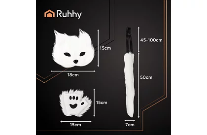 Karnevalový kostým mačky 4 v 1 – biela