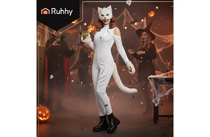 Karnevalový kostým mačky 4 v 1 – biela