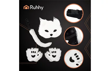 Karnevalový kostým mačky 4 v 1 – biela