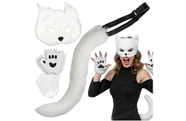 Karnevalový kostým mačky 4 v 1 – biela
