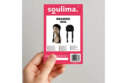 Dlhá čierna paruka s vrkočmi - Wednesday