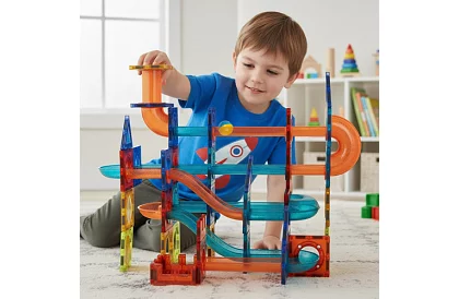 Vzdelávacia magnetická 3D stavebnica – guľôčková dráha 96 dielov