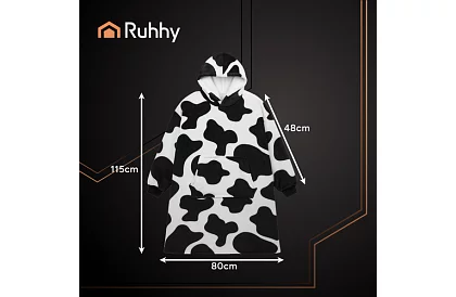 Oversize teplá dlhá mikina – čiernobiely cow design