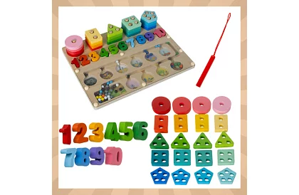 Vzdelávací triedič tvarov a čísel Montessori 3v1