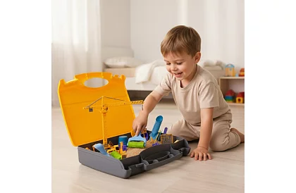 Kinetický piesok 1500 g s XXL príslušenstvom – stavenisko